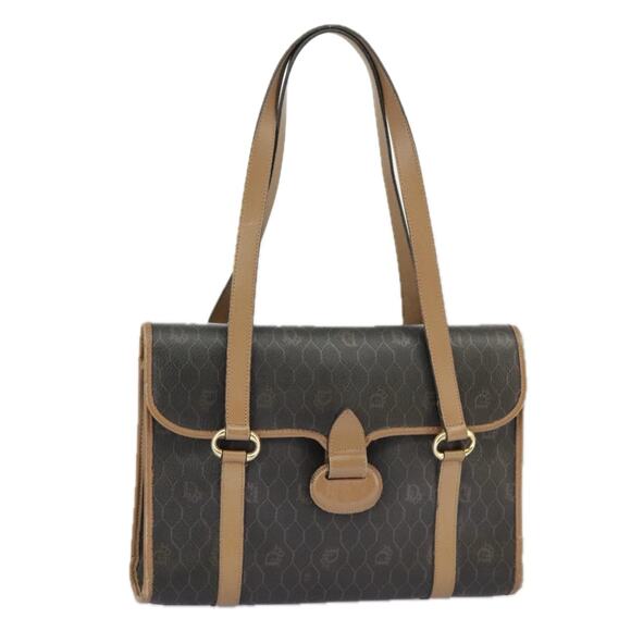 DIOR Honeycomb Canvas Hand Bag Pvc Black Beige - Picture 1 of 14